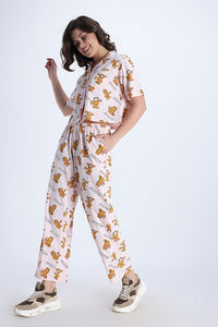 Zivame Garfield Collection Knit Cotton Loungewear Set - Pink Dogwood — thumbnail 3